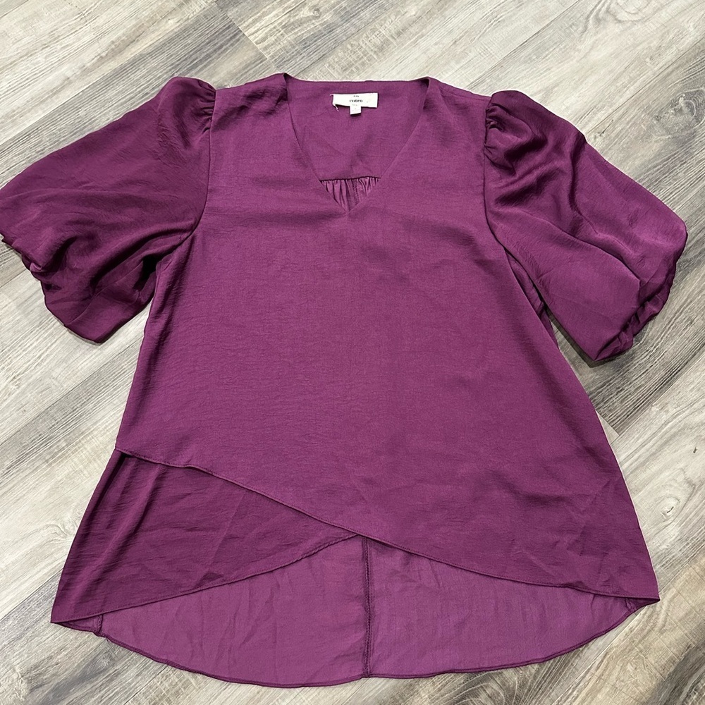 Entro Deep Purple V-Neck Blouse - Picture 2 of 6